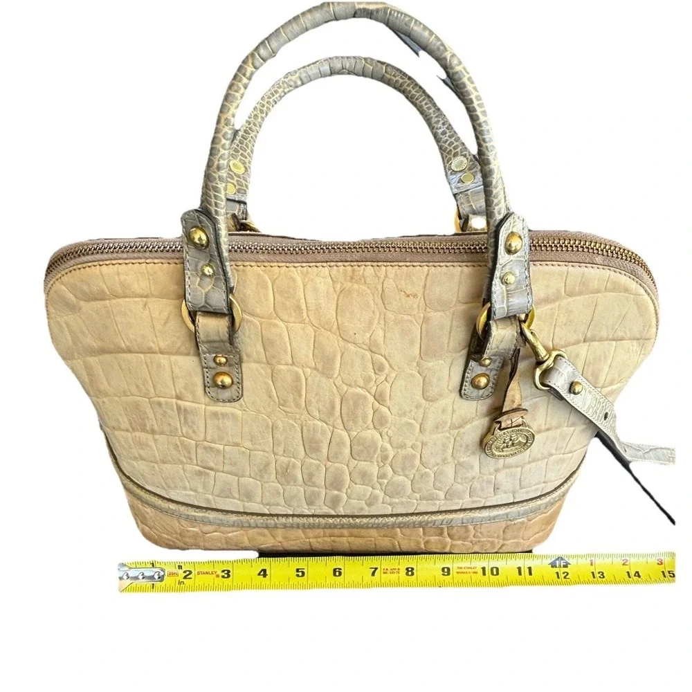 Brahmin Vivian Dome Satchel in cream or Oyster Crocodile Embossed
